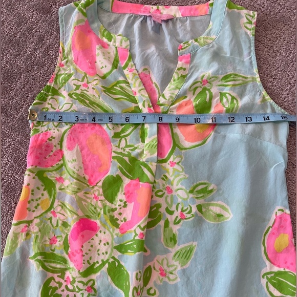 Lilly Pulitzer Stacey Floral Sleeveless Blouse - Blue and Pink, 100% Silk, XXS - Picture 8 of 14